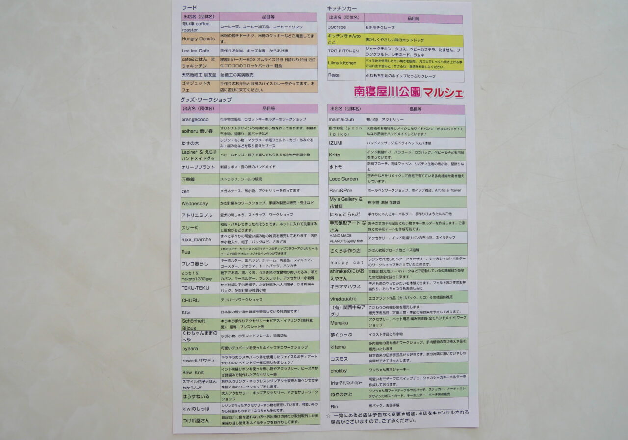 マルシェのブース一覧