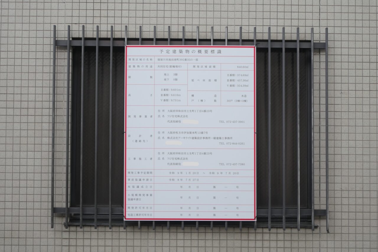 予定建築物の概要標識